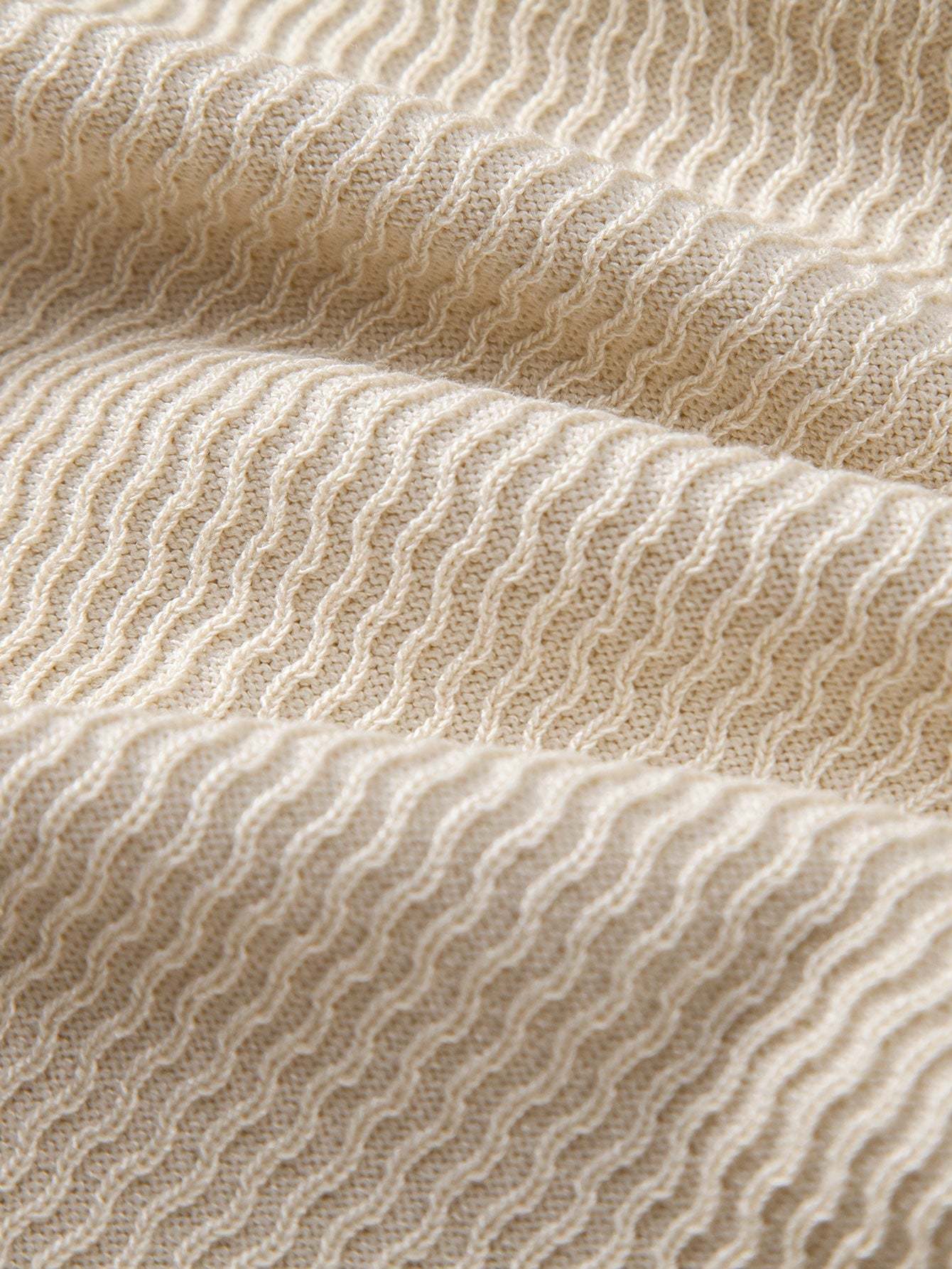 Wave Jacquard Knit V Neck Polo Shirt & Slim Fit Tapered Trousers