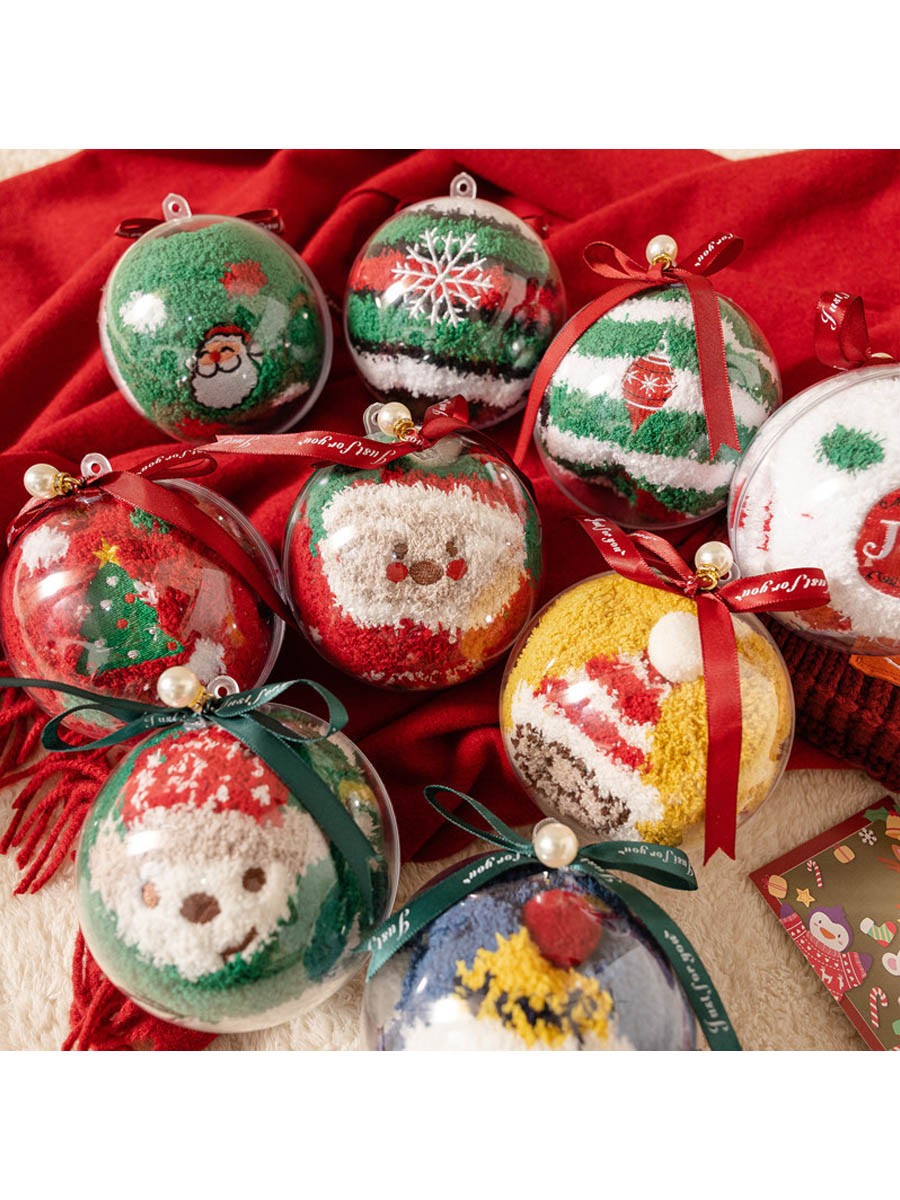 Christmas Ball Coral Fleece Socks Gift Box Christmas Gift Thickened Cartoon Sleep Socks