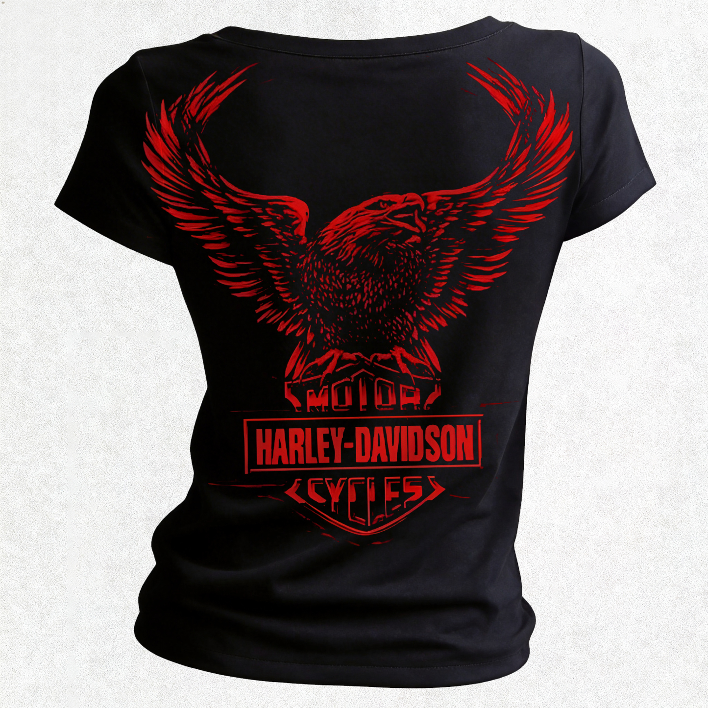  Motorcycles Printed Women's V-neck Pleated Waist Fitted T-shirt