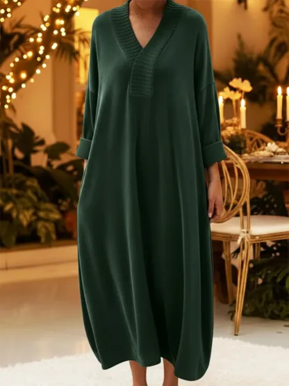 Elegant Christmas Party Loose V-neck Velvet Dress