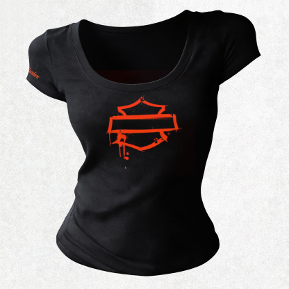  Motorcycles Printed Women's Tight-fitting U-neck T-shirt