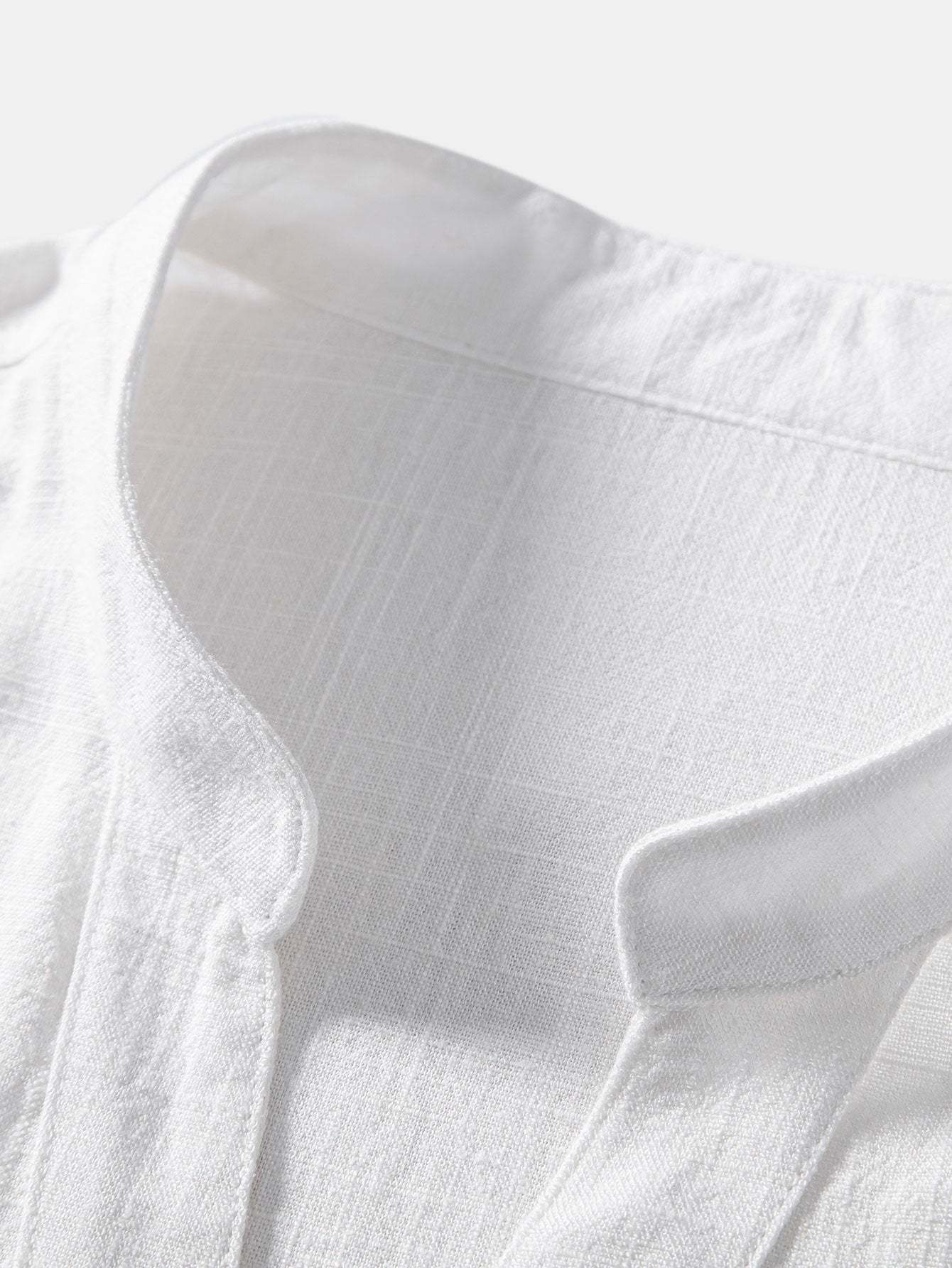 Short Sleeve V Neck Linen Rayon Blend Shirt