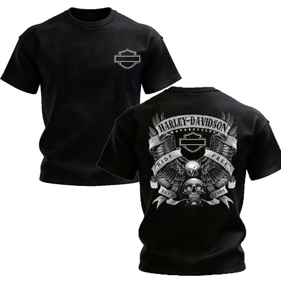 Harley Davidson Motorcycles Ride Free Printed Unisex Oversized T-shirt