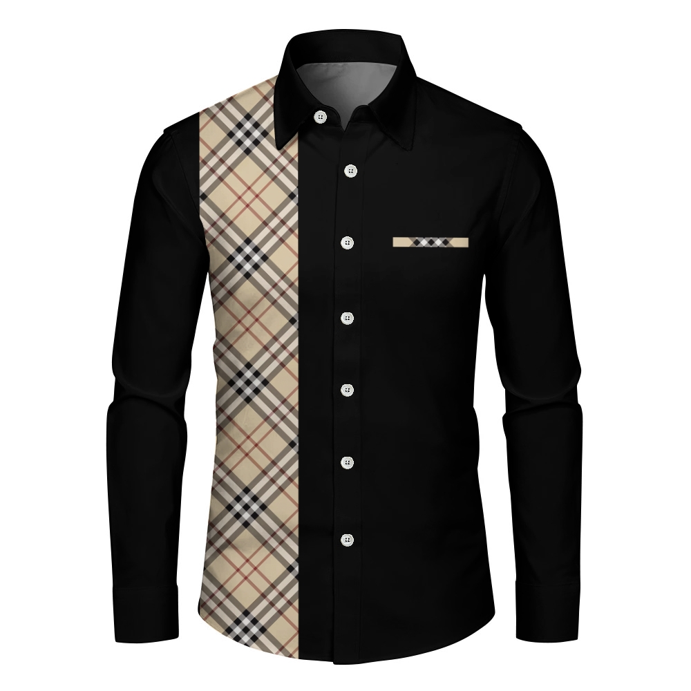 Men's fashion casual luxury printed long-sleeved shirt