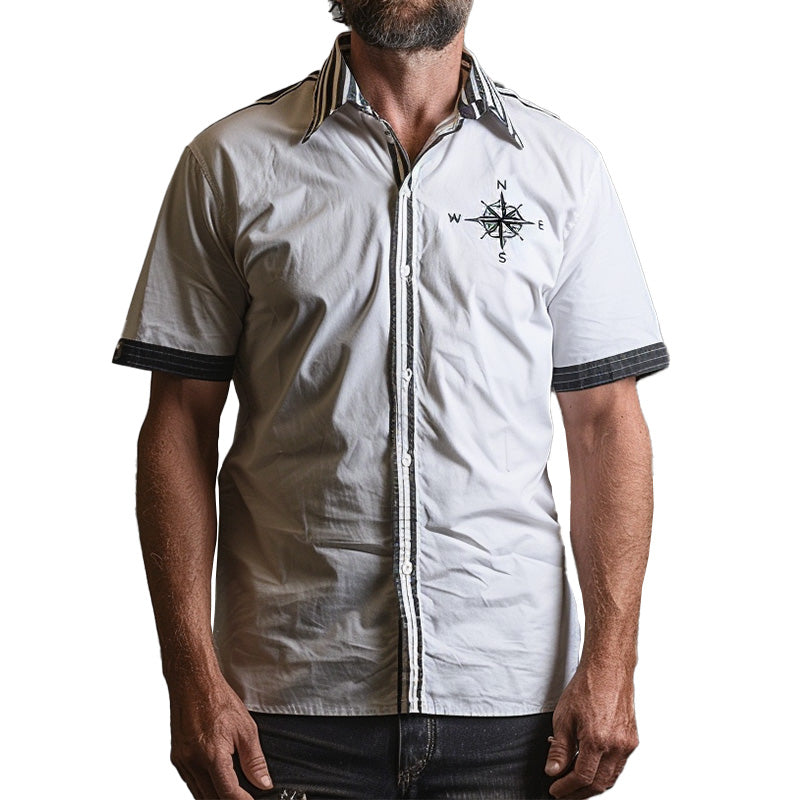 Men's Compass Printed Simple Short Sleeve Shirt 