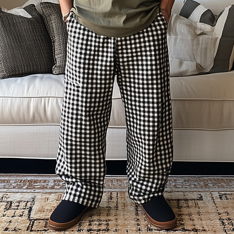 Men's Spring Fashion Plaid Casual Pants 