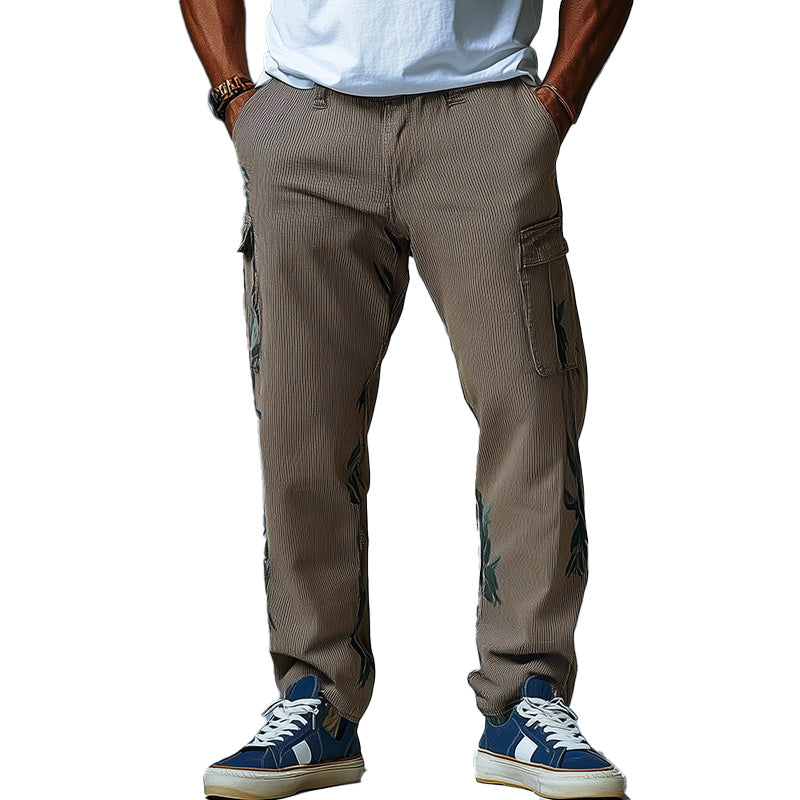 Men's Early Spring Fashion Retro Printed Casual Pants 