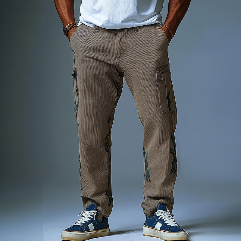 Men's Early Spring Fashion Retro Printed Casual Pants 