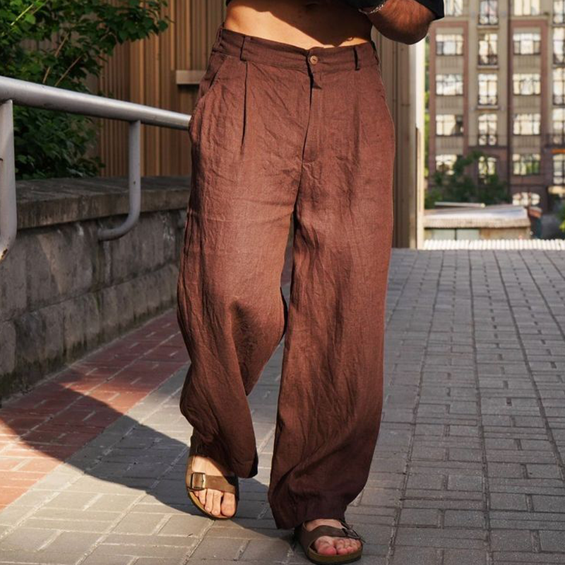 Men's Spring Fashion Casual Loose Cotton and Linen Pants 