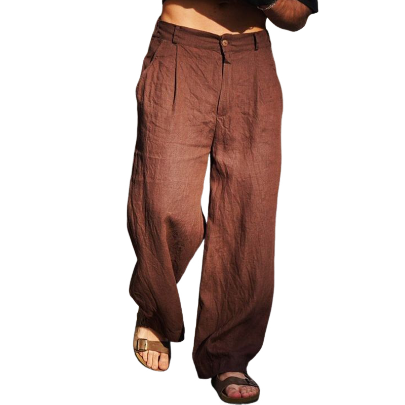 Men's Spring Fashion Casual Loose Cotton and Linen Pants 