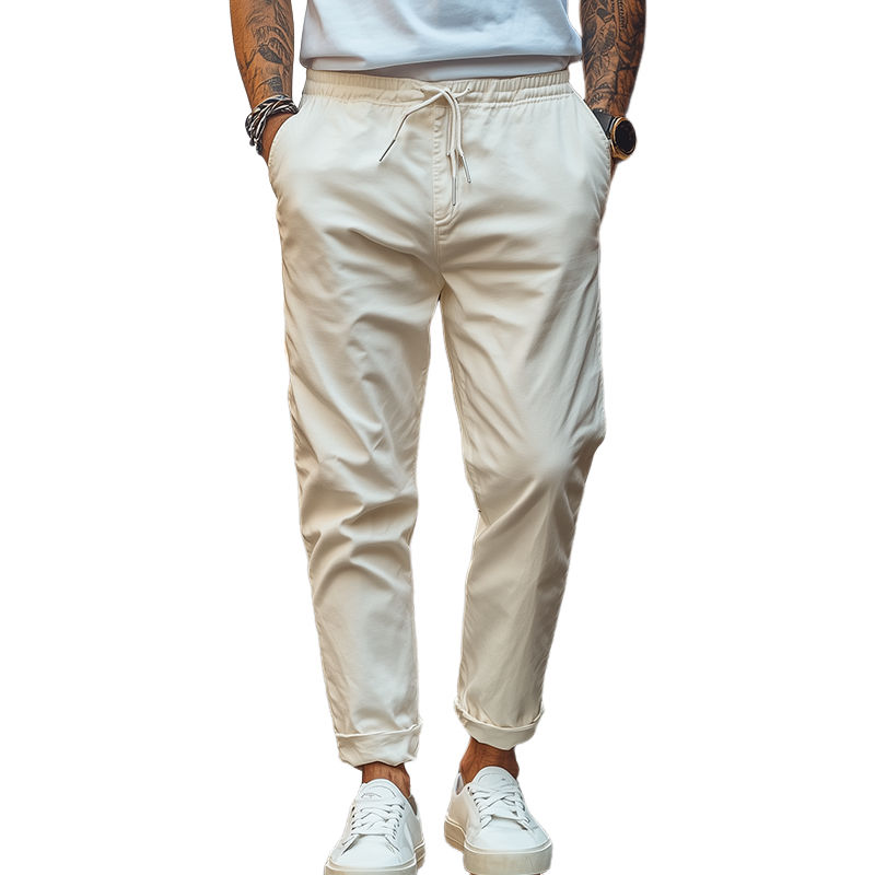 Men's Spring Fashion Casual Cotton Blended Elastic Waist Pants 