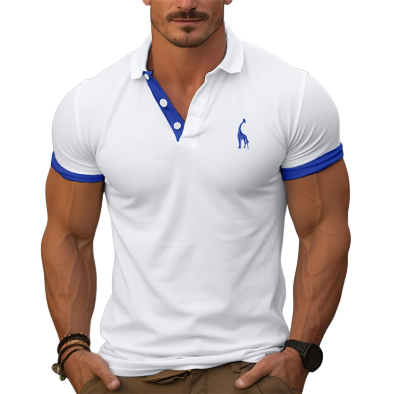 Men's Spring Fashion Classic Contrast Color Stitching Golf Polo Shirt 