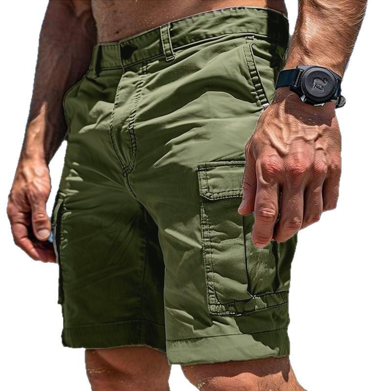 Men's Solid Color Multi-Pocket Cargo Shorts 