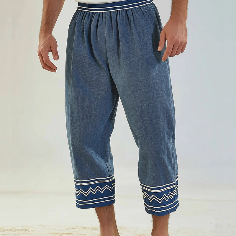 Men's Retro Casual Ethnic Style Geometric Print Cropped Pants 