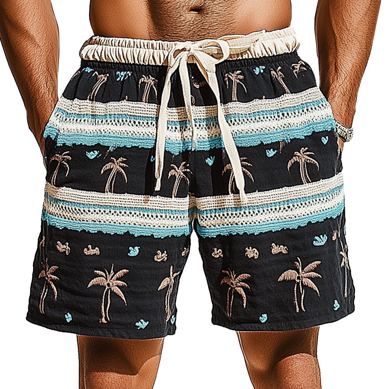 Men's Woven Patchwork Embroidery Casual Sports Shorts 