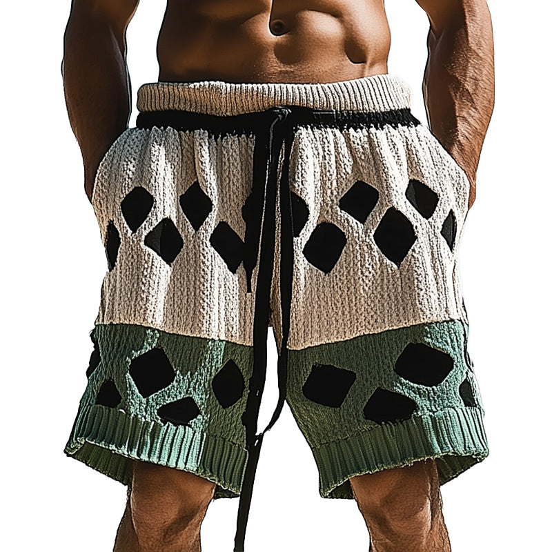 Men's Spring Fashion Woven Hollow Sports Shorts 
