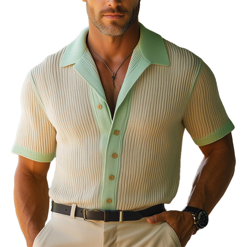 Men's Spring Fashion Woven Slim Short Sleeve Shirt ASW0848D7P