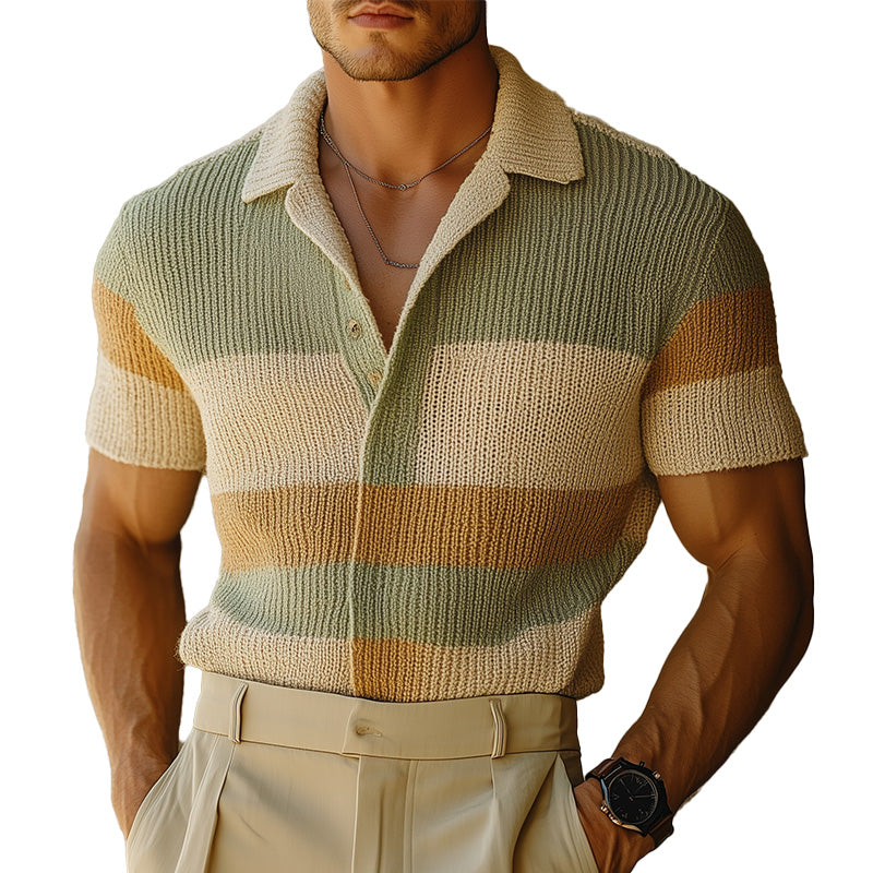 Men's Spring Fashion Simple Woven Slim Short Sleeve Shirt ASW0885D0P