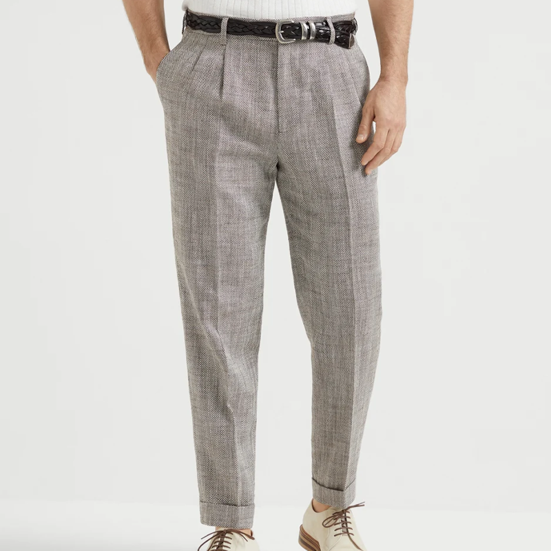 Men's Spring Fashion Classic Retro Herringbone Casual Suit Pants