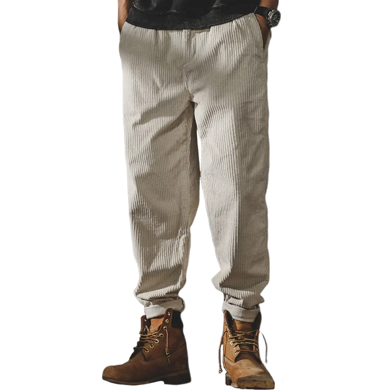 Men's Solid Color Corduroy Straight Casual Pants 