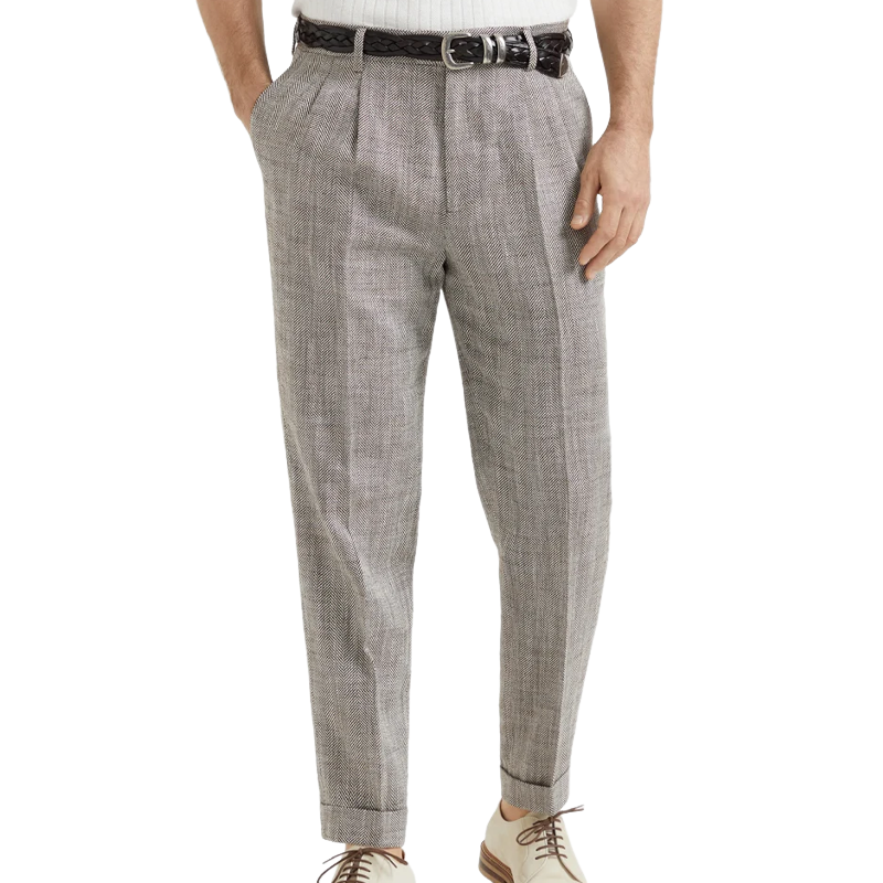 Men's Spring Fashion Classic Retro Herringbone Casual Suit Pants