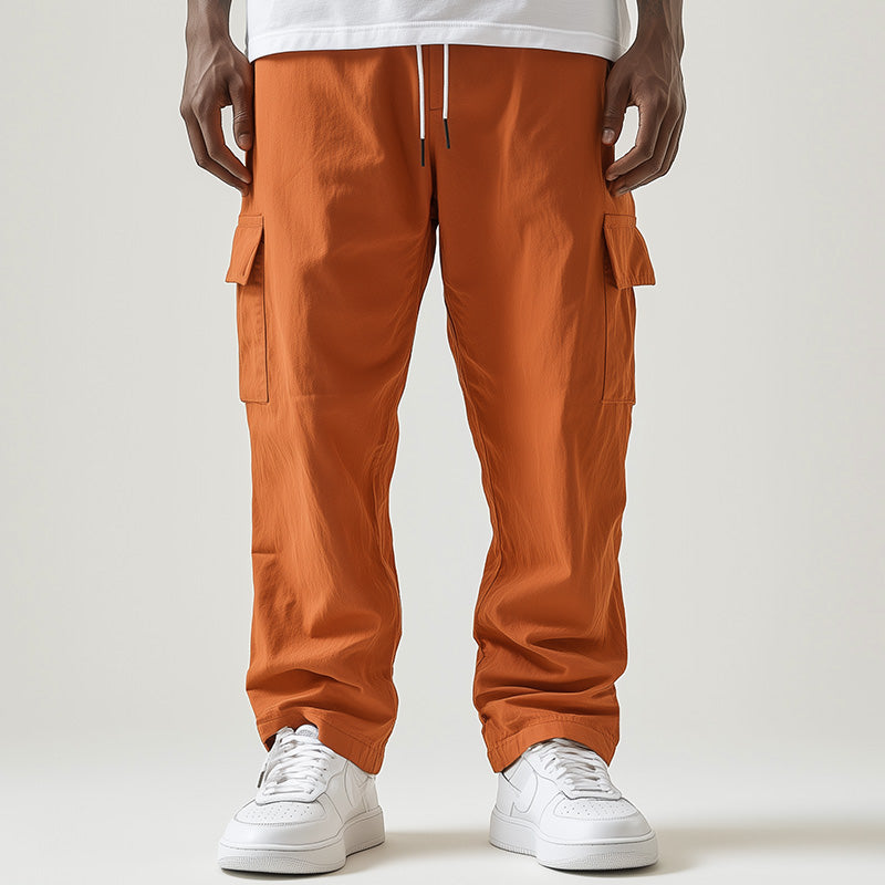 Men's Spring Fashion Solid Color Cotton and Linen Casual Sports Pants 