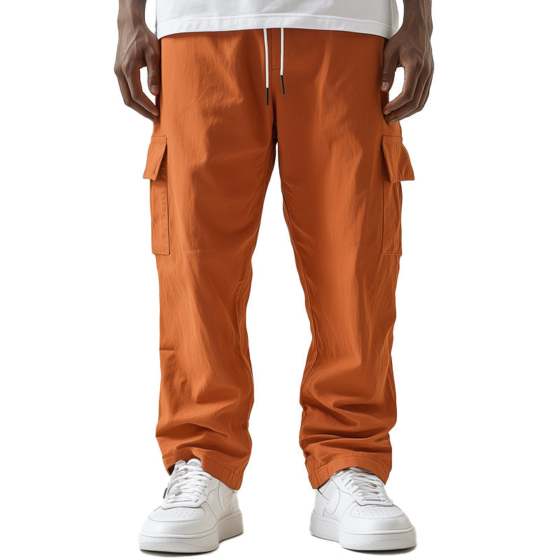 Men's Spring Fashion Solid Color Cotton and Linen Casual Sports Pants 