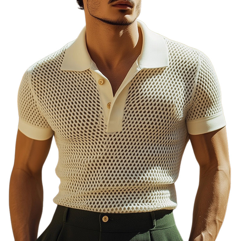 Men's Summer POLO Collar Breathable Mesh T-Shirt ASW2160D8U