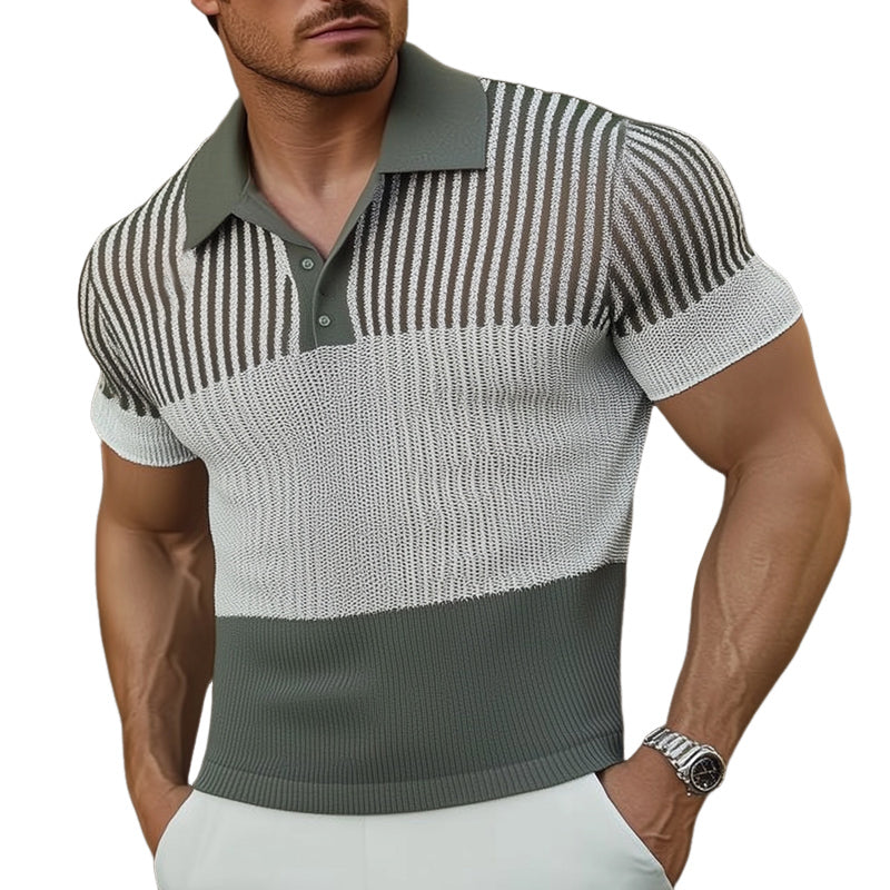 Men's Summer Business Polo Neck Knitted T-Shirt ASW2331D5U