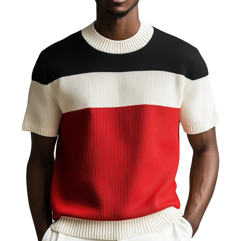 Men's Summer Fashion Thin Knitted Breathable Short-Sleeved T-Shirt ASW2583D1P