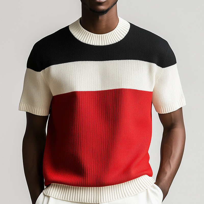 Men's Summer Fashion Thin Knitted Breathable Short-Sleeved T-Shirt ASW2583D1P