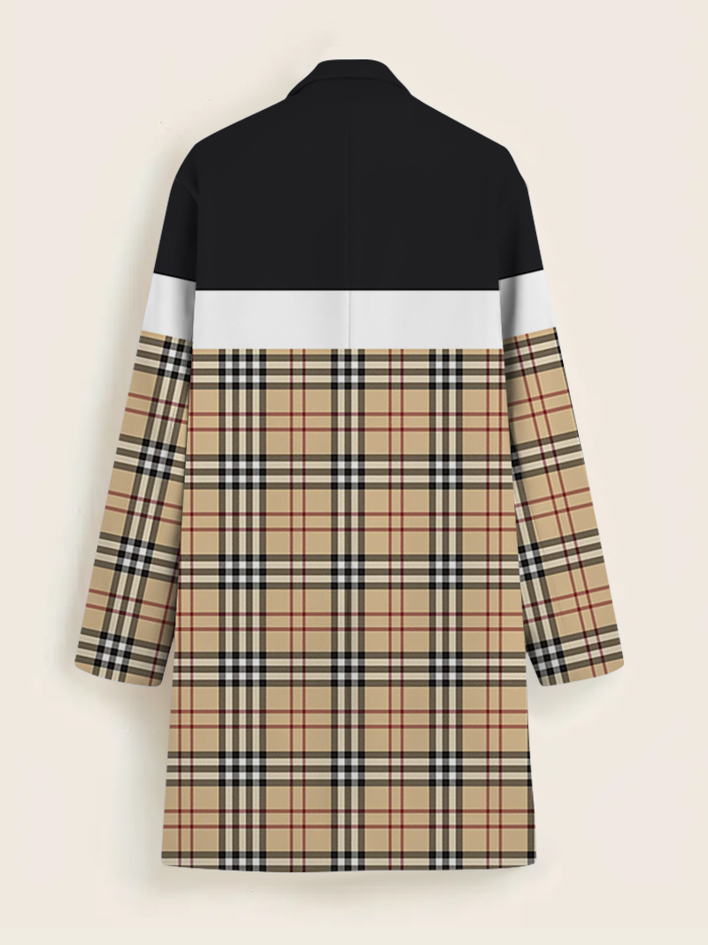 Men's fashion geometric print mid-length coat