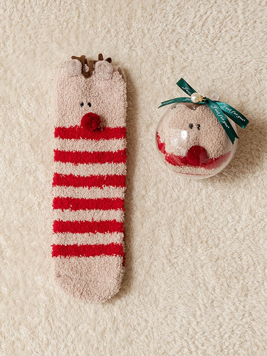 Christmas Ball Coral Fleece Socks Gift Box Christmas Gift Thickened Ca