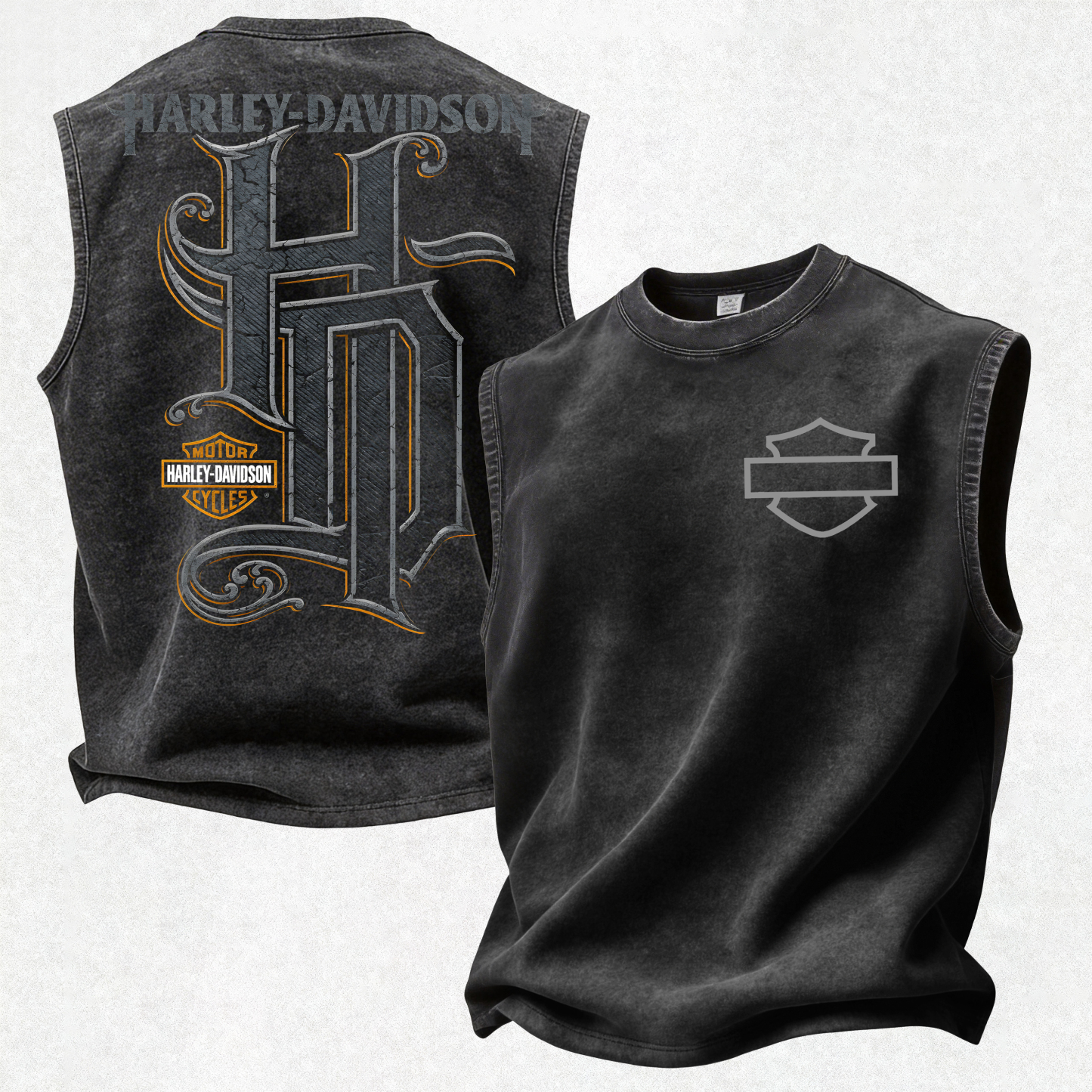 Harley-Davidson Motorcycles Printed Men's Washed Vest