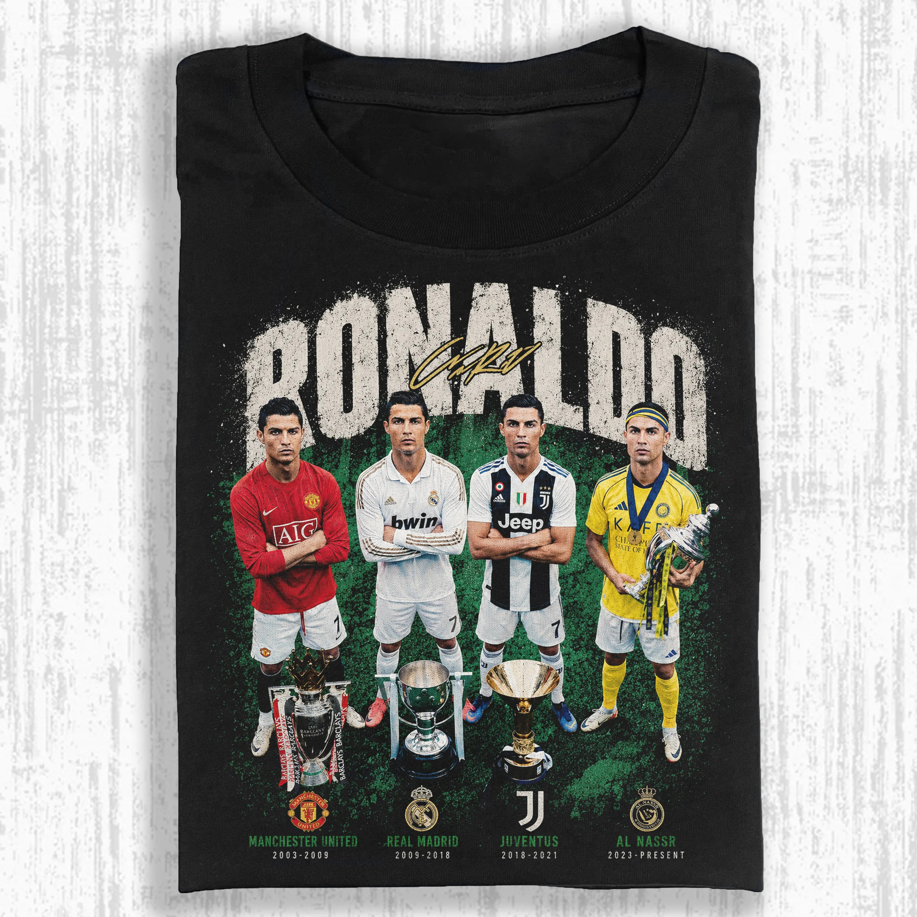 RETRO FOOTBALL LEGEND PORTRAIT FADED GRAPHIC TEE