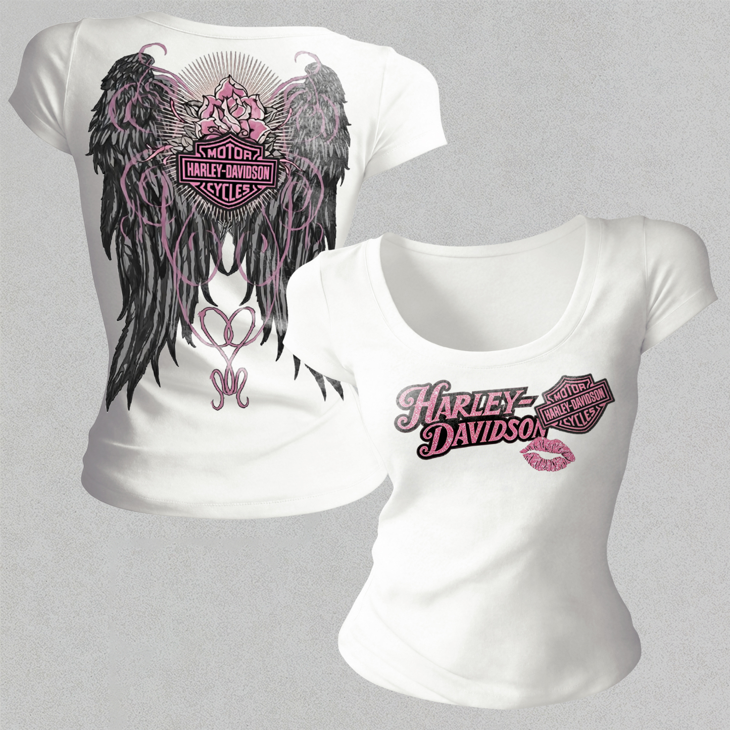 Harley-Davidson Motorcycles Printed Women's Tight-fitting U-neck T-shirt