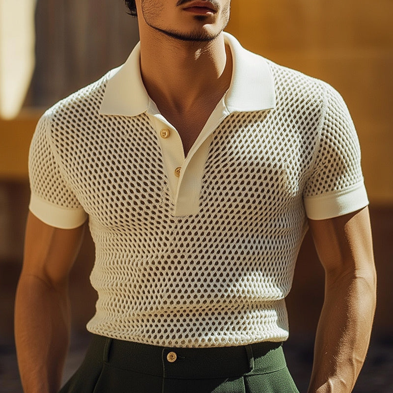 Men's Summer POLO Collar Breathable Mesh T-Shirt ASW2160D8U