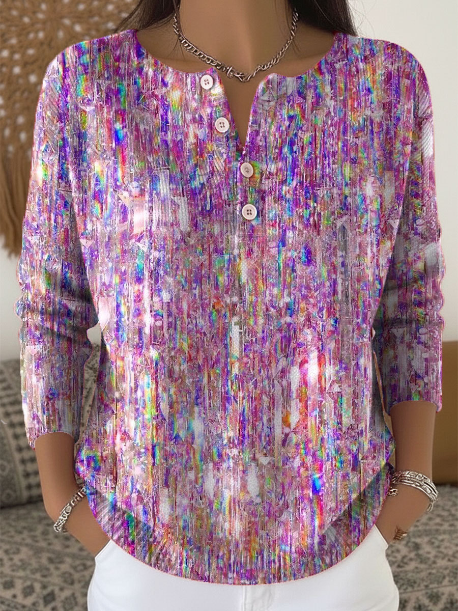 Vintage Shining Christmas Art Print Buttoned Cardigan Sweater