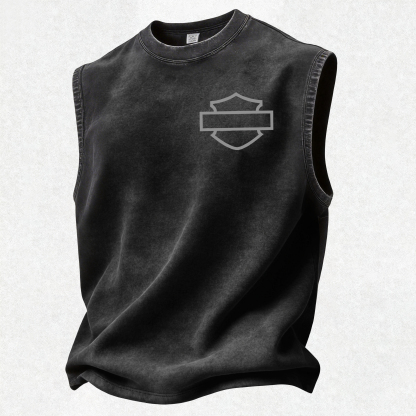  Motorcycles Printed Men's Washed Vest