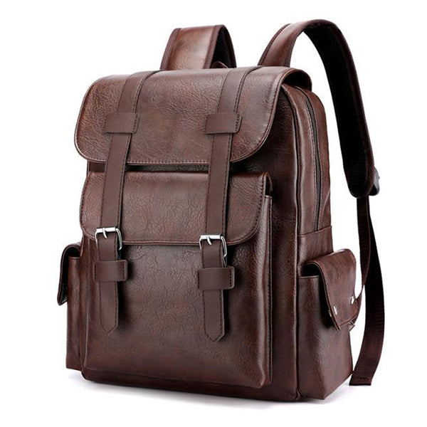 VINTAGE FASHION LEATHER MULTI POCKET BACKPACK 