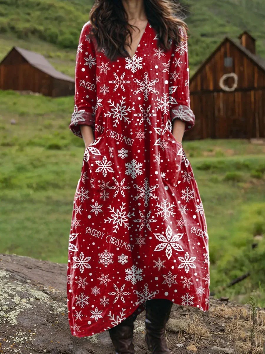 Vintage  Christmas Snowflake Art Print Buttoned Cardigan Sweater