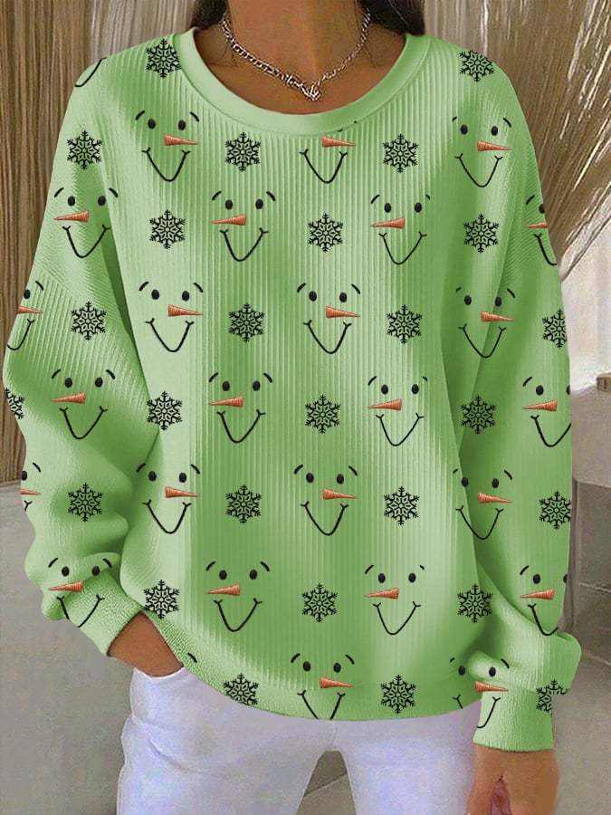 Women's Casual Christmas Snowman Sweatshirt