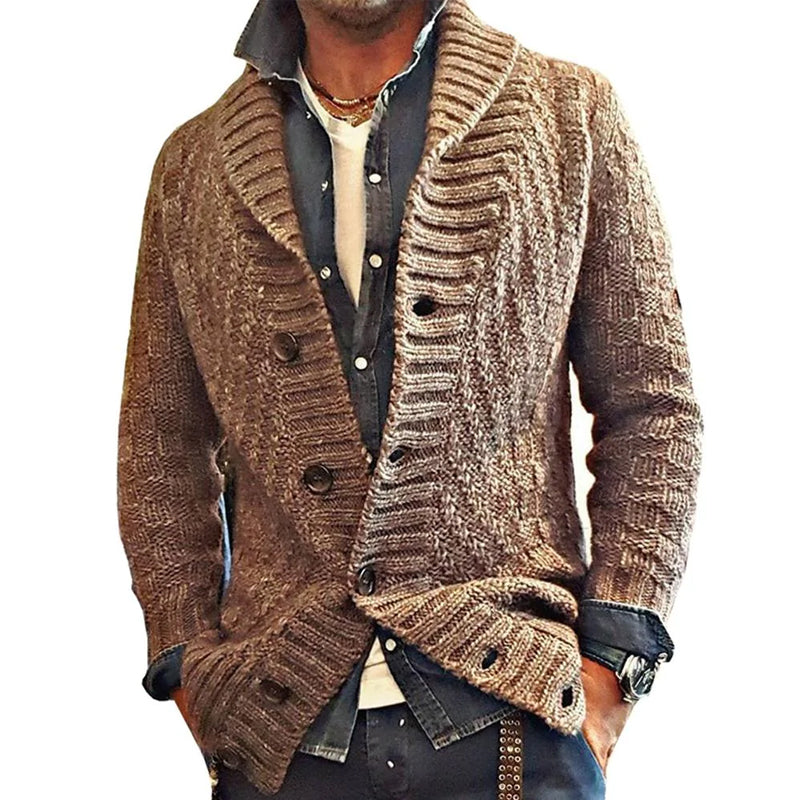 MEN'S VINTAGE LAPEL KNIT CARDIGAN JACKET 