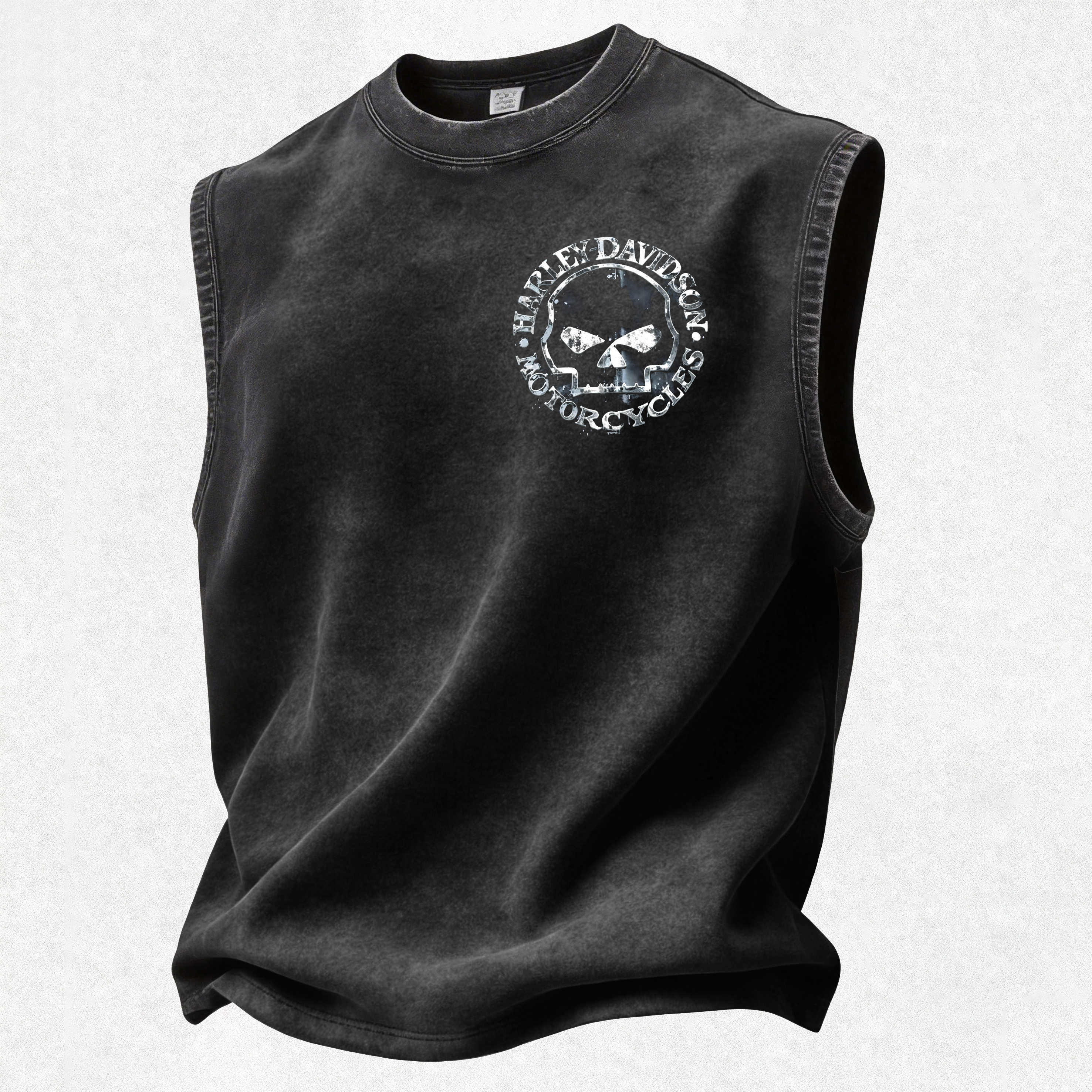  Motorcycles Printed Men's Washed Vest