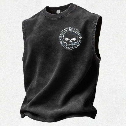  Motorcycles Printed Men's Washed Vest