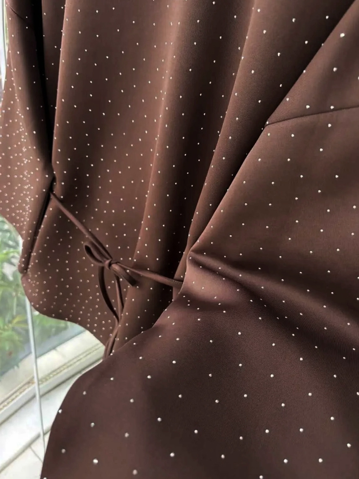 Women's fashionable casual polka dot print long sleeved two piece set