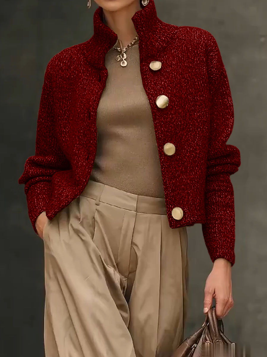 Women's Solid Color Turtleneck Long Sleeve Casual Loose Cardigan Sweater