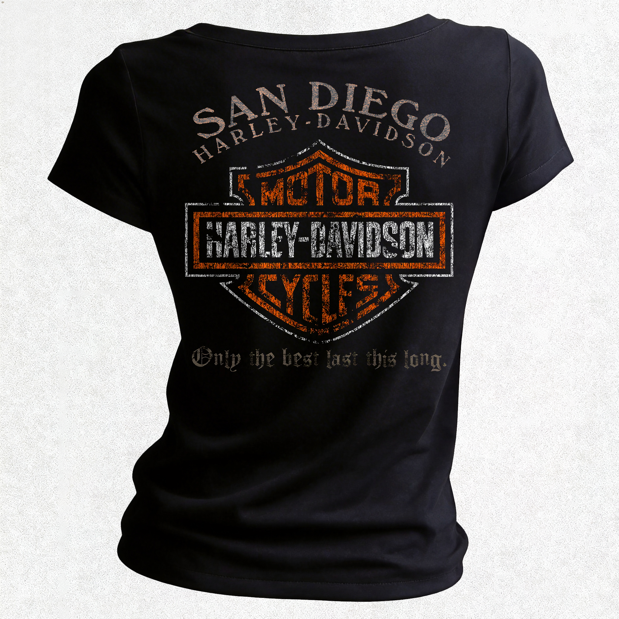  Motorcycles Printed Women's V-neck Pleated Waist Fitted T-shirt