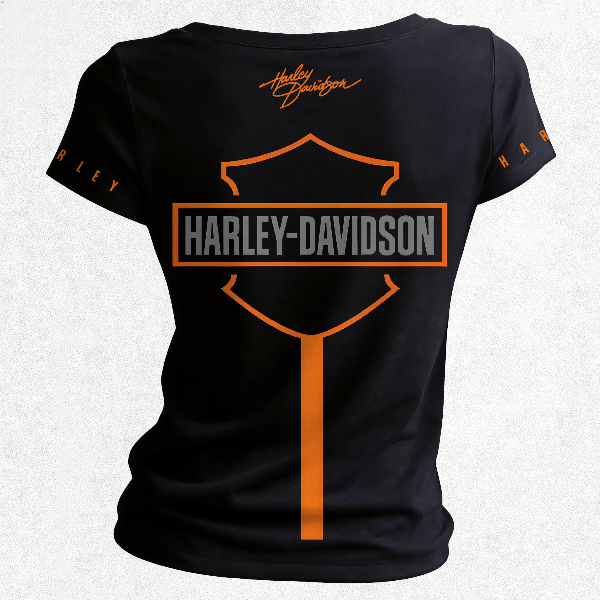  Motorcycles Printed Women's V-neck Pleated Waist Fitted T-shirt