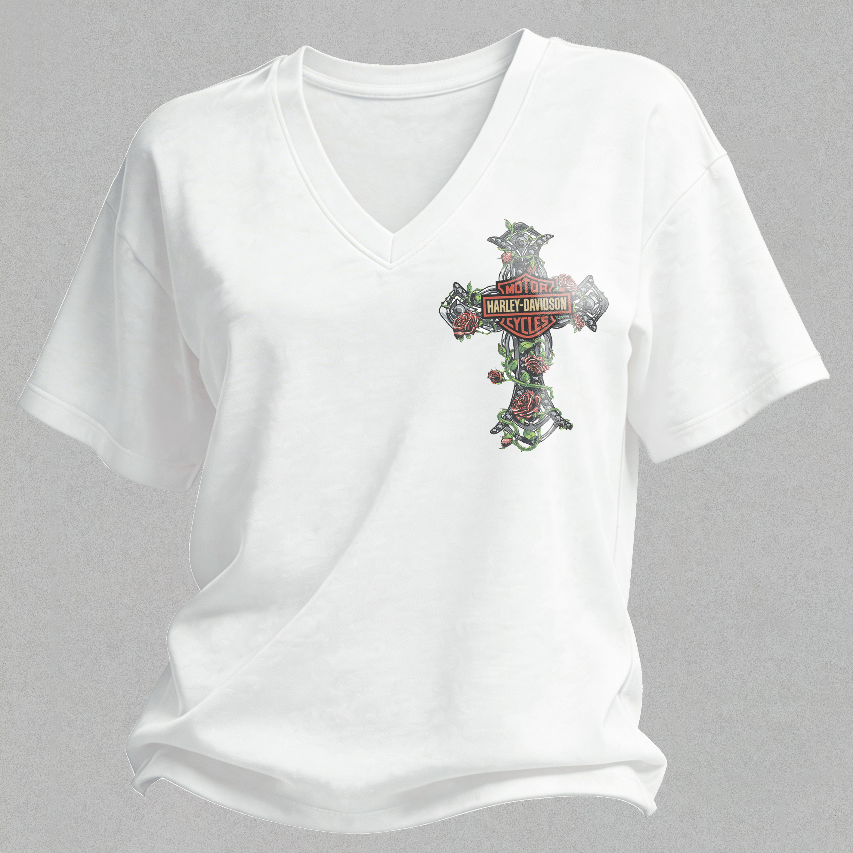  Motorcycles Printed V-Neck Women's T-shirt